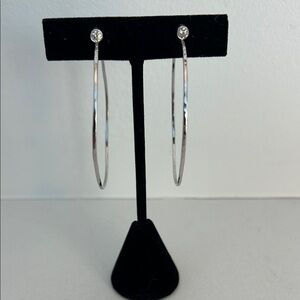 Elegant 18k gold white diamond  Hoop Earrings